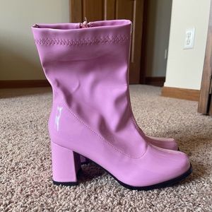 Pink Leather Go-Go boots